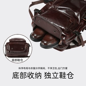 Dujiang Genuine Leather <b>Backpack</b> Expandable Large Capacity Men's Laptop <b>Backpack</b> Outdoor Hiking Bag - Product Image 3