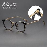 Montures de lunettes de vue vintage en titane pur et acétate IP de haute qualité, branches gravées, pour hommes, vente en gros, style rétro
