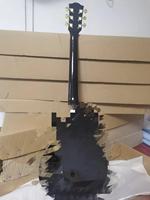 Gitar Akustik Folk Hitam Mengkilap dengan Bevel, Gitar Elektrik Standar Hitam 50-an dengan Top Emas, Body Gitar Elektrik