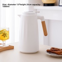 Thermos moderne intelligent en acier inoxydable avec doublure en verre de 1 L, isolation thermique de 12 à 24 heures, design avec poignée, cadeaux d'affaires