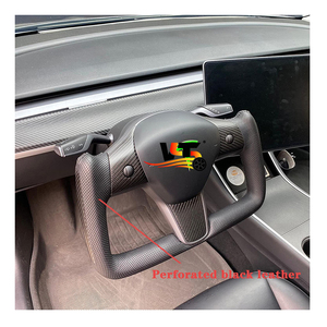 Volant en <span class=keywords><strong>Alcantara</strong></span> Aroham et fibre de carbone mate pour <span class=keywords><strong>Tesla</strong></span> Model S Model 3 2017 2018 2019 2020 2021 - Product Image 2