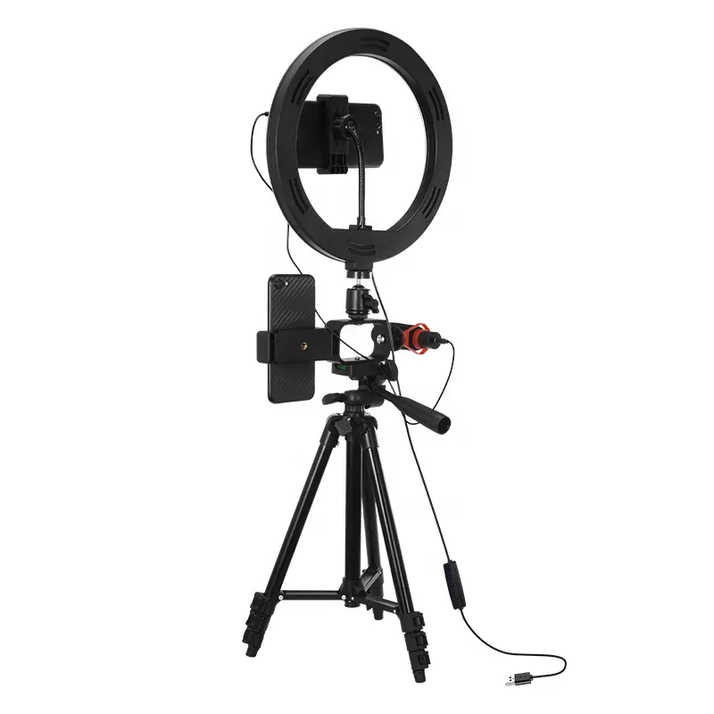 Popular Product Vlog Equipment Mamen 07-LM Mini Microphone with Tripod Ring Fill Light Kit