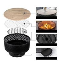 Table de foyer extérieur 3 en 1 en fer avec finition thermolaquée haute température, multifonctionnelle pour le chauffage et la cuisson