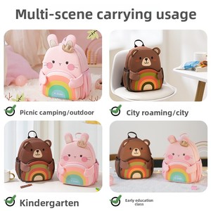 Mochila Unissex para Jardim de Infância Idades de 3 a 6 Anos Estampa de Animais <span class=keywords><strong>Mini</strong></span> Princesa Fofa Respirável Leve em Neoprene com Zíper - Product Image 2