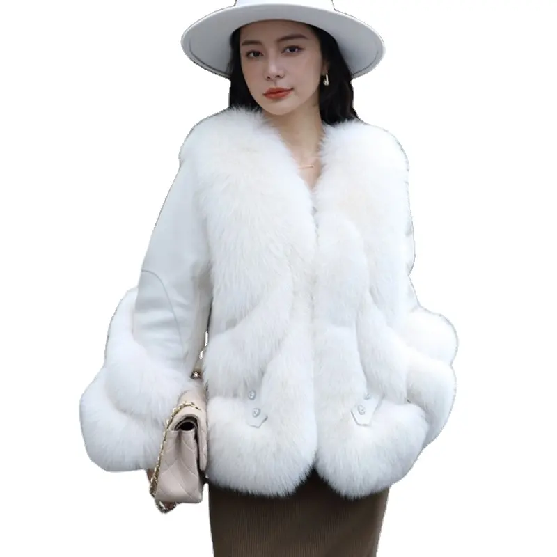 ZDFURS * новый стиль лисий мех пальто для женщин оптовая продажа кожи с мехом лисы