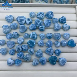 Wholesale High Quality Natural Larimar Gemstone heart shape larimar polished cabochon