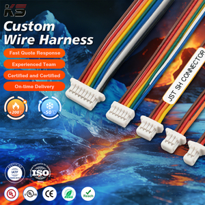 Cables crimpados personalizados JST PH de 2.0 mm y 10 pines, macho/hembra, 22AWG, clasificación IP66, conductor de cobre puro, conector con aislamiento de PVC - Product Image 1
