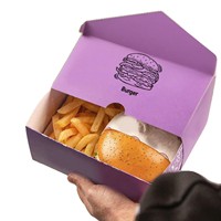 Boîte à hamburger pour livraison OEM, alimentation rapide, biodégradable, écologique, pliable, qualité alimentaire, emballage en papier unique avec logo
