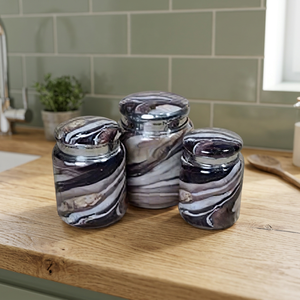 Modern Glass Spice <b>Jars</b> With Lids Round Glossy Design Capacity <b>Storage</b> Containers <b>For</b> <b>Kitchen</b> Use - Product Image 4