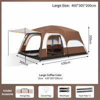 Tente de camping familiale, deux chambres, un salon, 6-8 personnes, grand espace, maille imperméable, tente de glamping