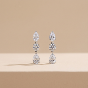 Pendientes de diamantes talla pera, color D blanco, diamantes cultivados en laboratorio, joyería de boda certificada - Product Image 1