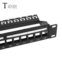 Panel Patch Jaringan TOM-P-21 Blank 19in 1U UTP dengan Back Bar Unshielded RJ45 24-Port Hitam untuk Bersertifikasi