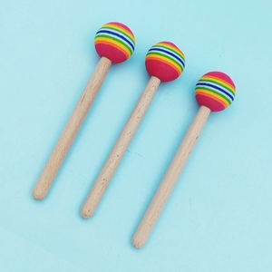 Wholesale <b>Rainbow</b> Striped Fabric Wrapped Soft Head Mallets With Beech <b>Wood</b> Handle For Orff Percussion Instrument - Product Image 3