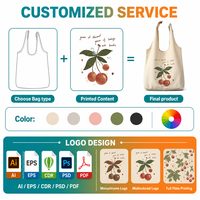 Kersen canvas draagtas met handgetekende print, stevige uitvoering, grote capaciteit, cadeau, winkelen, groothandel, fabrieksleverancier, bulk