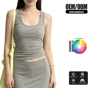 Débardeur en tricot ultra-extensible à col en U pour <span class=keywords><strong>femme</strong></span>, nouveau style estival, coupe ajustée et flatteuse, sous-vêtement basique <span class=keywords><strong>sans</strong></span> <span class=keywords><strong>manches</strong></span> - Product Image 2