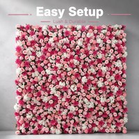Mur floral artificiel semi-fait main BBGS Rose-pink Rose Hydrangea en soie pour toile de fond de mariage