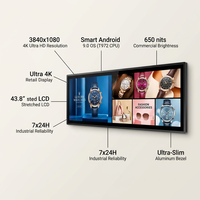 Écran LCD Allongé Android 4K Ultra HD 43,8/47,8/49 Pouces pour Affichage Publicitaire et Panneau d'Information Commercial