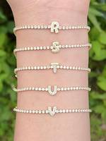 Bracelet tennis ajustable en acier inoxydable plaqué or 18 carats, étanche, avec lettre A-Z et zircon carré, bijou fantaisie pas cher