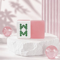 Mahjong Traditionnel Chinois - Mahjong en Acrylique Effet Gelée Haut de Gamme, Grande Taille, Portable, Série Cristal Pâte de Haricot Rouge