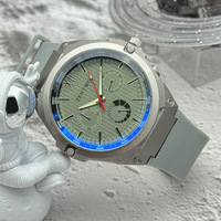 Nouveau trois yeux Six aiguilles personnalité tendance luxe en acier inoxydable Seiko 42mm montre pour hommes lumière bleue mouvement à Quartz décontracté