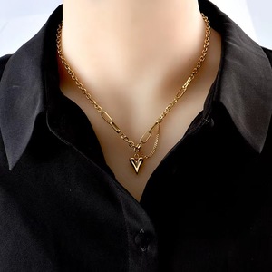 เครื่องประดับสแตนเลสขายส่ง แฟชั่นทันสมัย สร้อยคอชุบทอง 18K ชุดสร้อยคอรูปหัวใจ 316L สร้อยคอสแตนเลสสำหรับผู้หญิง - Product Image 3