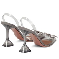 Vente en gros Nouveau design Chaussures en gelée transparentes en PVC pour femmes Talons fins Escarpins Brillant Papillon Bout Pointu Sandales à talons