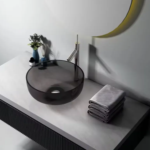 Lavabo de manos transparente de resina pura de lujo moderno de estilo europeo para uso en Hotel con escurridor - Product Image 5