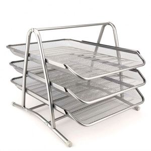 Metal Mesh Office 3 Tier <b>Document</b> Tray <b>File</b> Organizer Letter Tray Holder - Product Image 6