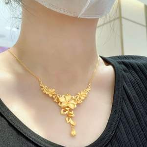 Collar Clásico de Flores y Luna, Serie GOODCARE, Diseño de Jazmín, Dorado, Moda Minoritaria, Regalo de Lujo Ligero - Product Image 2