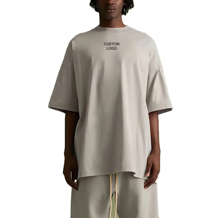 Sommer 320 g Schwere Baumwolle Herren-T-Shirt individuell einfarbig Schwere Baumwolle Straßenbekleidung Drop-Schuhe Kurze Ärmel übergroßes T-Shirt