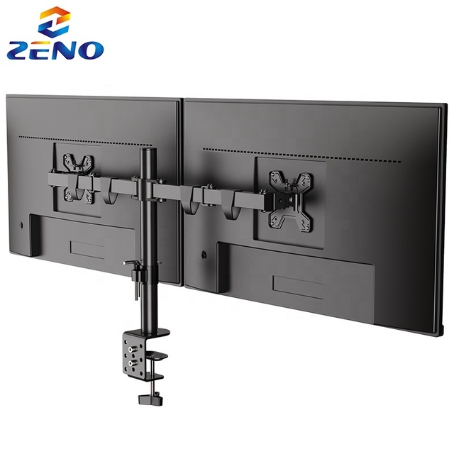 Dual Monitor Stand Two Arms Double Arm Desk Mount Computer Monitor Clamp Bracket Mount Fits up to 27"