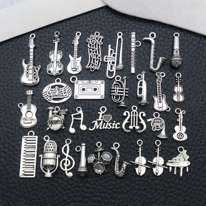 Instrumento Musical de plata antigua, símbolo musical, colgante Retro, joyería de aleación, pulsera Diy, collar, llavero, accesorios - Product Image 4