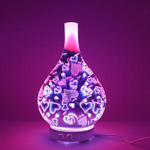 Humidificateur ultrasonique en verre 3D en forme de cœur, diffuseur d'arômes USB 100 ml, lumière LED, cadeau pour la maison ou le bureau - Product Image 1