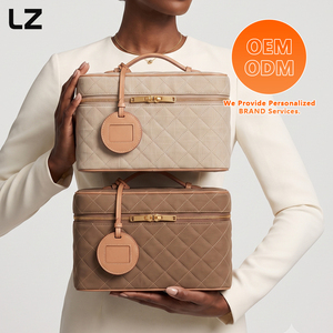 Trousse de <span class=keywords><strong>Maquillage</strong></span> Matelassée Imperméable LZ avec Logos Personnalisés, Pochette de Voyage en Cuir pour Cosmétiques, Organisateur de Vanity, Housse de Bagage, Accessoires - Product Image 6