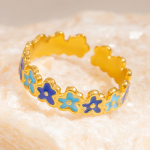 Fashion <b>Rings</b> Flower Design 18k Gold Plated Women's Jewelry Gift Set - Product Image 2