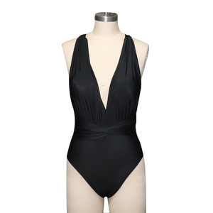 YZRR-789 Hot <strong>Sales</strong> Fashion Soild Deep-V Breathable Ruffle Women Spandex/nylon/ruched <strong>Tummy</strong> <strong>Control</strong>/one Piece <strong>Swimwear</strong> - Product Image 6