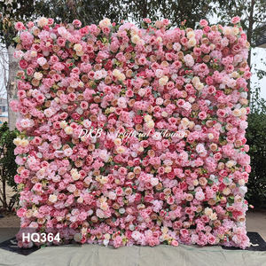 Muro de Plantas Artificiales con Temática de Jungla Enrollable, con Flores Rosas Realistas, para Decoración de Fondo en Bodas y San Valentín - Product Image 2