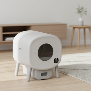 Bac à litière autonettoyant pour chat 75L ovale en plastique avec capteur de contrôle par application, accessoire de soin pour animaux domestiques - Product Image 2