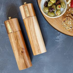 Juego de molinillo de sal y pimienta de cerámica de calidad superior, función Manual para uso doméstico o en Restaurante, colección de molinillo de acacia de madera - Product Image 5
