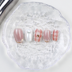 Rosa 3D hecho a mano ojo de gato perla manicura corta elegante armadura Simple desgaste prensa Artificial en <span class=keywords><strong>uñas</strong></span> falsas de alta calidad - Product Image 4