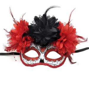 Masque <span class=keywords><strong>de</strong></span> mascarade mexicain pour le Jour des Morts, masque <span class=keywords><strong>de</strong></span> crâne en sucre avec fleurs pour femmes et hommes, masque fantaisie pour fête <span class=keywords><strong>de</strong></span> carnaval, accessoires <span class=keywords><strong>de</strong></span> déguisement - Product Image 5