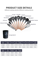 Nouveauté, 12 pièces, accessoires de cuisine en silicone antiadhésif, ustensiles de cuisson, ustensiles de cuisine, ensemble d'outils de cuisson avec manche en bois