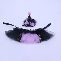 Xinyue Cross-border : Costume de fête d'Halloween pour oiseaux et animaux de compagnie, comprenant un chapeau de lézard de 7 pouces et une jupe en tissu moelleux Kuromi pour reptiles
