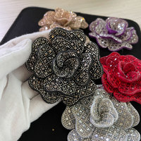 Vente directe usine – Fleur de rose entièrement ornée de diamants brillants – Accessoires de mode pour sacs et vêtements – Fleur à coudre pour chaussures DIY