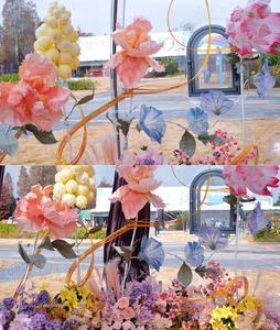 E-211 sıcak satış dev ipek yapay standı renkli çiçek dev nergis düğün geçit için dekorasyon - Product Image 5