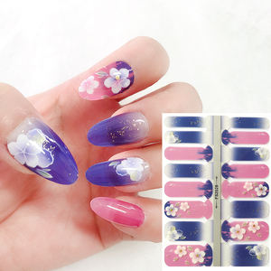 Personalizado al por mayor francés 3D 16 dedos esmalte de uñas Gel envolturas PEGATINAS ARTE respetuoso con el medio ambiente flor semicurado PET Gel uñas - Product Image 6