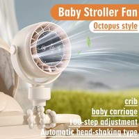 Rechargeable par USB 720 °   Mini ventilateur sans pales, moteur sans balais, portable, flexible, avec pince trépied, design pieuvre, pour poussettes de bébé