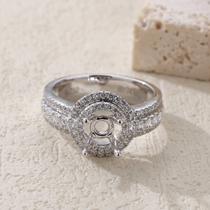 Anillo de oro blanco sólido de 18 quilates de calidad superior de lujo personalizado, anillo de diamantes blancos naturales semimontados, delicado y fino para fiestas de bodas - Product Image 4