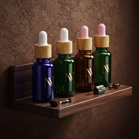 Flacon compte-gouttes pour huiles essentielles, bleu, vert, ambre, 5ml-100ml, en verre vide, impression sérigraphique, boîte en tube de carton, vente en gros