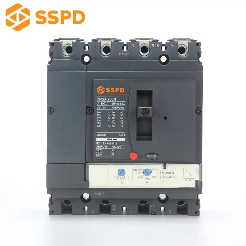 Special design widely used NSX250F/N/H 4p low voltage mccb moulded case overload electric motor protection